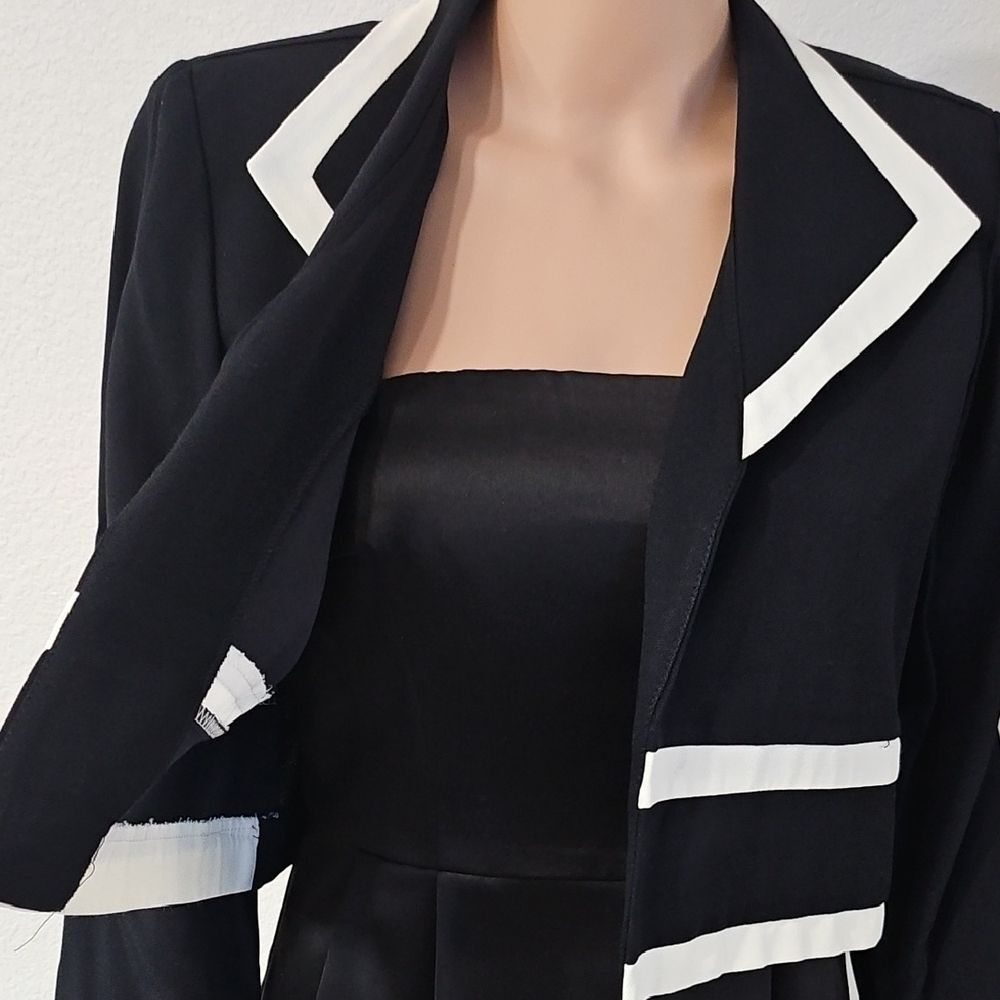 John Roberts Vintage Black White Nautical Stripe Blazer Jacket 10P